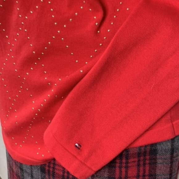 Tommy Hilfiger Sweater L Red 100% Cotton - Picture 2 of 11